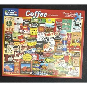 White Mountain #1074   Coffee Charlie Girard 1000 Piece Puzzle Complete